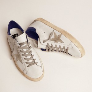 Golden Goose Super-Star Sneakers With Suede Star And Blue Heel Tab GMF00102.F000311.10270