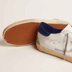 Golden Goose Super-Star Sneakers With Suede Star And Blue Heel Tab GMF00102.F000311.10270