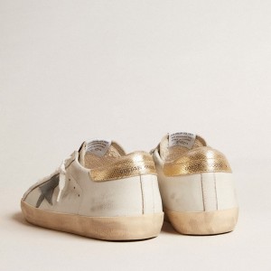 Golden Goose Super-Star Sneakers With Suede Star And Platinum Snake-print Leather Heel Tab GMF00101.F005710.11816