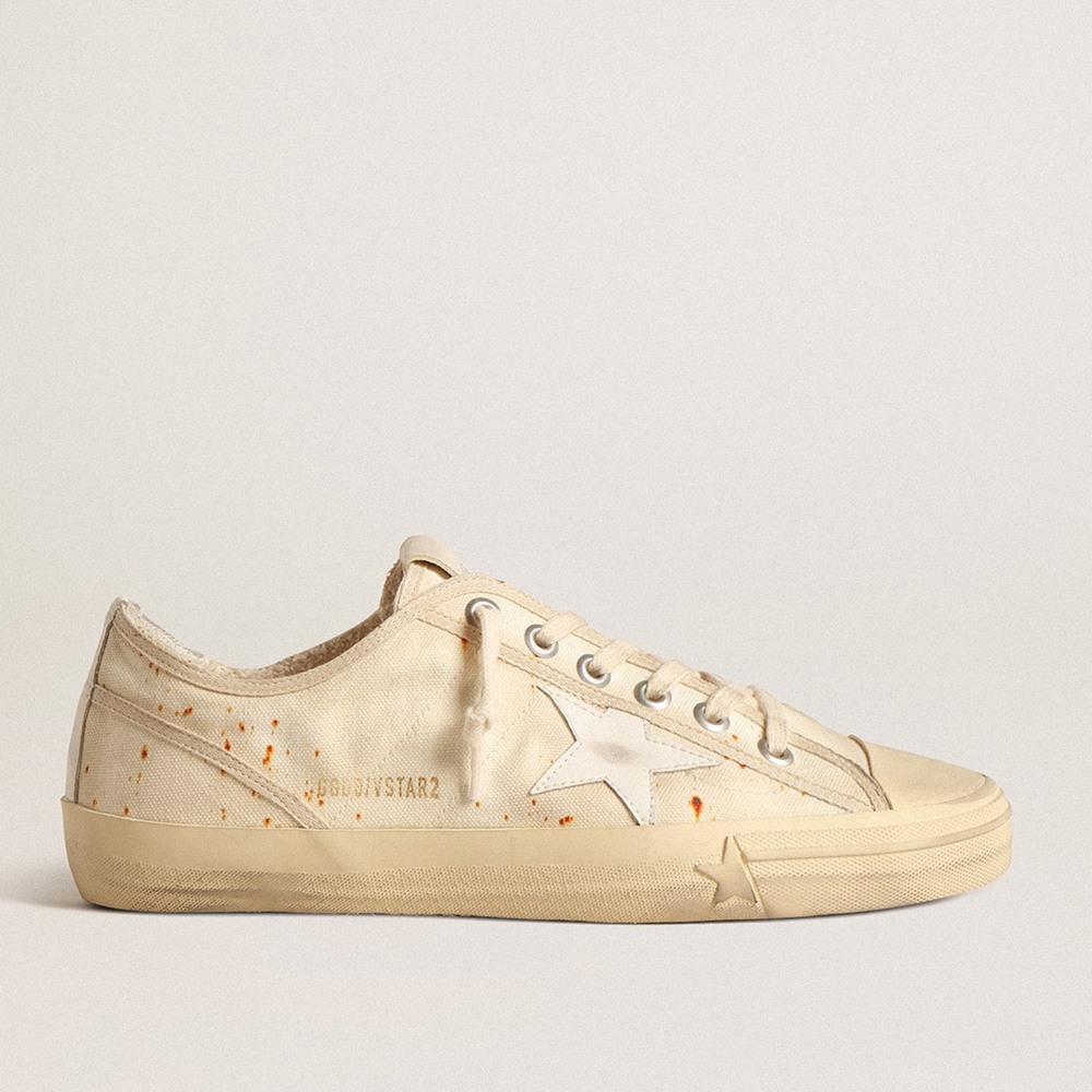 Golden Goose V-Star LAB Sneakers In Canvas With Leather Star And Rust-colored Marks GMF00205.F004646.15257