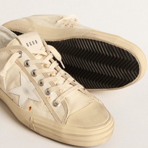 Golden Goose V-Star LAB Sneakers In Canvas With Leather Star And Rust-colored Marks GMF00205.F004646.15257