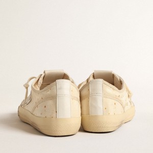 Golden Goose V-Star LAB Sneakers In Canvas With Leather Star And Rust-colored Marks GMF00205.F004646.15257