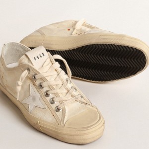 Golden Goose V-Star LAB Sneakers In Canvas With Leather Star And Rust-colored Speckles GWF00205.F004646.15257