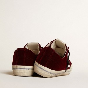 Golden Goose V-Star LTD Sneakers In Burgundy Velvet With White Leather Star GWF00129.F005056.82469