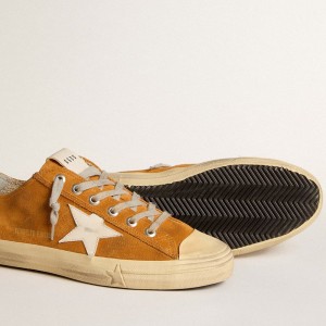 Golden Goose V-Star LTD Sneakers In Camel Suede With A Milk-white Leather Star GMF00129.F005901.30273