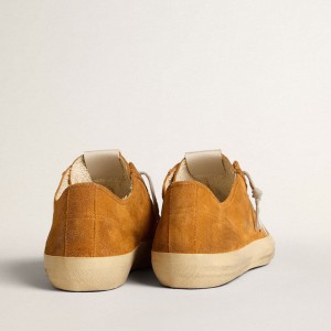 Golden Goose V-Star LTD Sneakers In Camel Suede With A Milk-white Leather Star GMF00129.F005901.30273