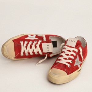 Golden Goose V-Star LTD Sneakers In Dark Red Suede With Silver Star GWF00129.F003090.40394