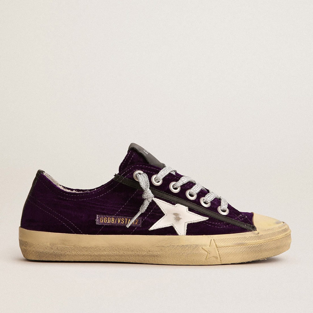 Golden Goose V-Star LTD Sneakers In Purple Velvet With White Leather Star GWF00129.F003089.45373