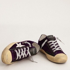 Golden Goose V-Star LTD Sneakers In Purple Velvet With White Leather Star GWF00129.F003089.45373