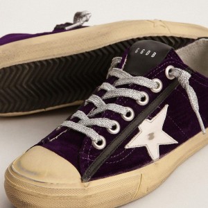 Golden Goose V-Star LTD Sneakers In Purple Velvet With White Leather Star GWF00129.F003089.45373