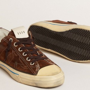 Golden Goose V-Star LTD Sneakers In Suede With Brown Star GWF00129.F003092.55480