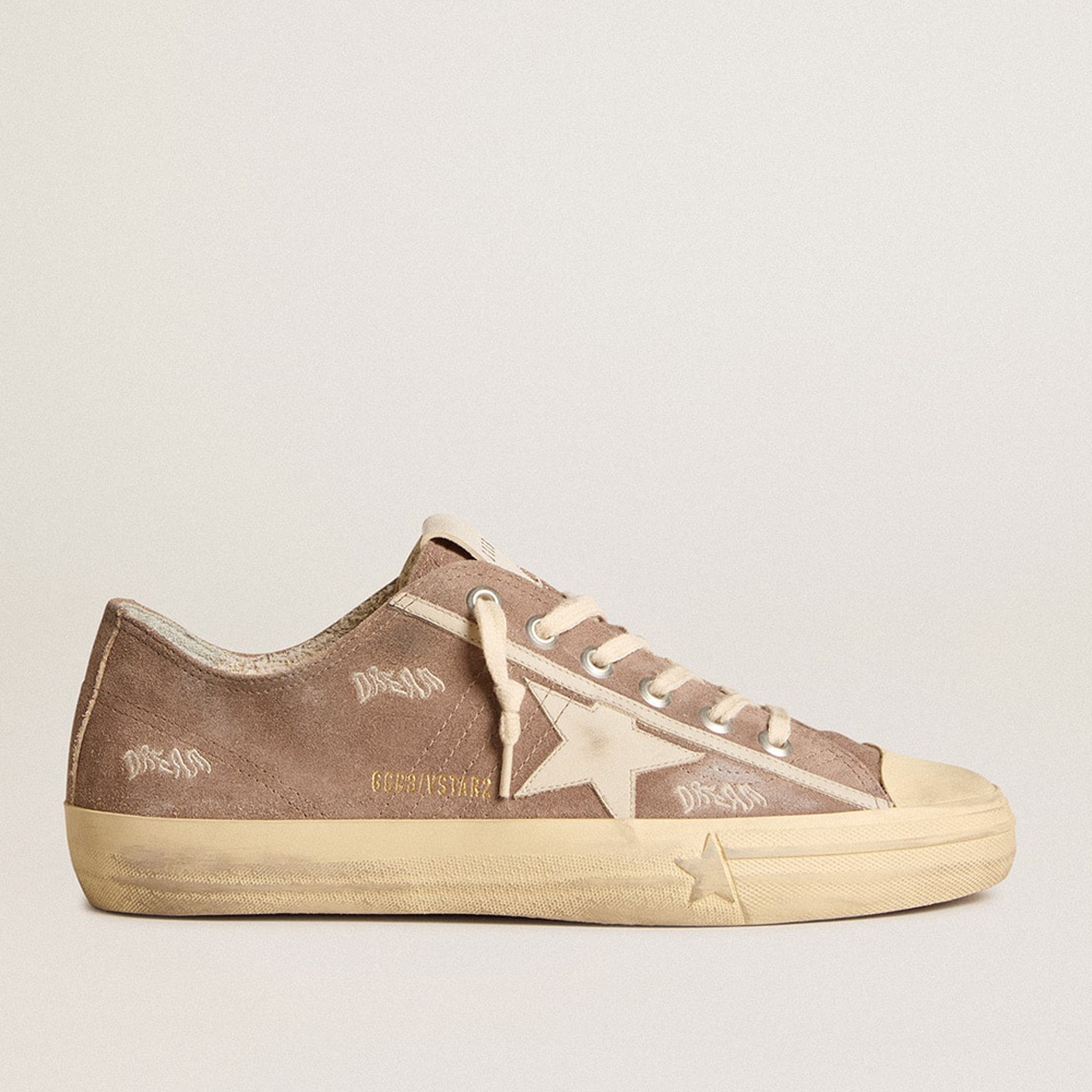 Golden Goose V-Star Sneakers In Dove-gray Suede With Light Gray Leather Star GMF00129.F005902.55597