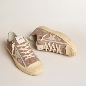 Golden Goose V-Star Sneakers In Dove-gray Suede With Light Gray Leather Star GMF00129.F005902.55597