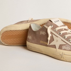 Golden Goose V-Star Sneakers In Dove-gray Suede With Light Gray Leather Star GMF00129.F005902.55597