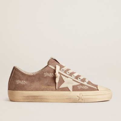 Golden Goose V-Star Sneakers In Dove-gray Suede With Light Gray Leather Star GWF00129.F005902.55597