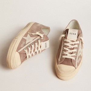 Golden Goose V-Star Sneakers In Dove-gray Suede With Light Gray Leather Star GWF00129.F005902.55597