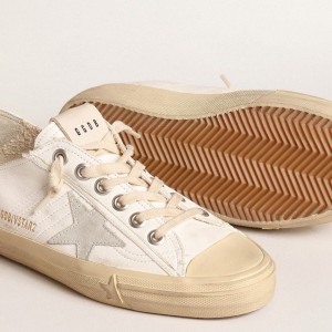 Golden Goose V-Star Sneakers In Nappa Leather With Ice-gray Suede Star And Heel Tab GWF00129.F005028.10276