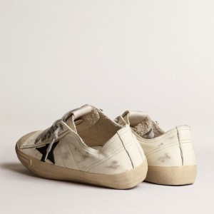 Golden Goose V-Star Sneakers In Off-white Nappa Leather With Black Nubuck Star GMF00129.F003996.11360