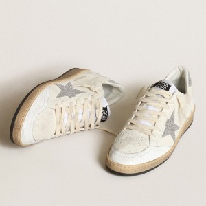 Golden Goose White Ball Star Sneakers With A Swarovski Crystal Star And Heel Tab GWF00117.F003430.80185