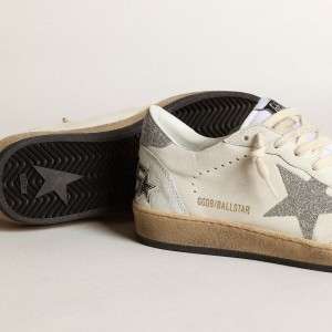 Golden Goose White Ball Star Sneakers With A Swarovski Crystal Star And Heel Tab GWF00117.F003430.80185