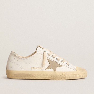 Golden Goose White Bio-based V-Star Sneakers With Dove-gray Leather Star GWF00129.F005909.10961