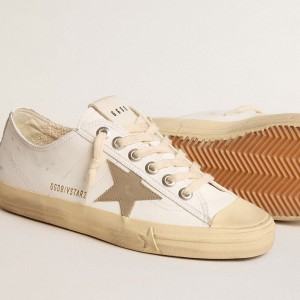 Golden Goose White Bio-based V-Star Sneakers With Dove-gray Leather Star GWF00129.F005909.10961