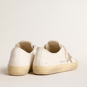 Golden Goose White Bio-based V-Star Sneakers With Dove-gray Leather Star GWF00129.F005909.10961