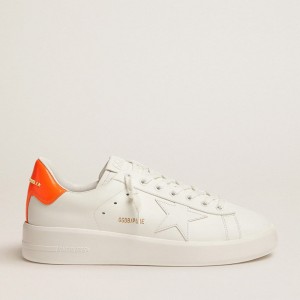 Golden Goose White Purestar Sneakers With Fluorescent Orange Heel Tab GMF00197.F001475.10597