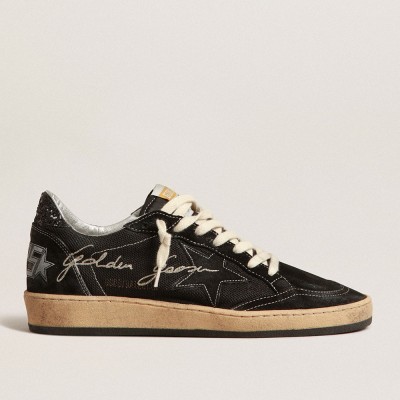 Golden Goose Ball Star Sneakers In Black Mesh With Black Suede Star