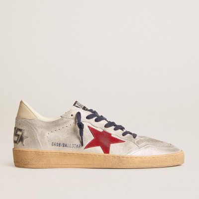 Golden Goose Ball Star Sneakers In Metallic Suede With Suede Star And Leather Heel Tab