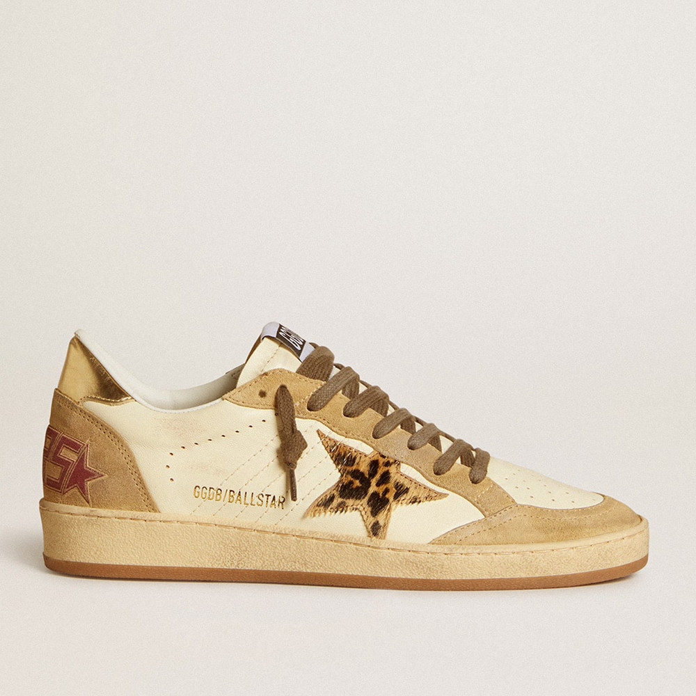 Golden Goose Ball Star Sneakers In Nappa And Suede With Pony Skin Star And Metallic Heel Tab