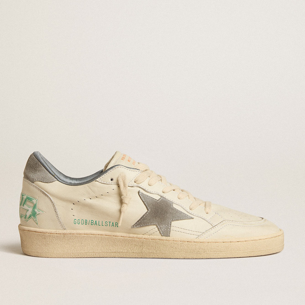 Golden Goose Ball Star Sneakers In Nappa Leather With Gray Suede Star And Heel Tab