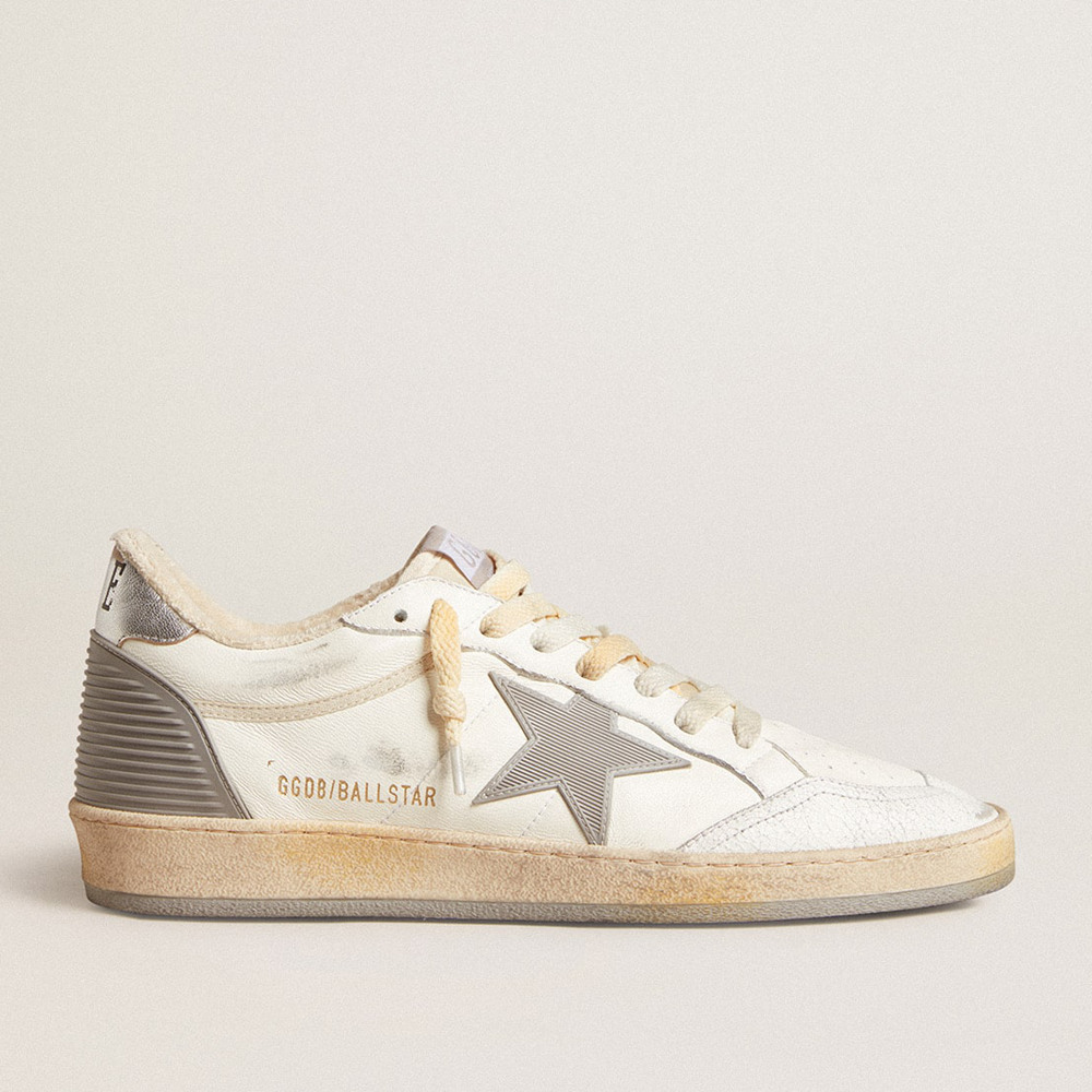 Golden Goose Ball Star Sneakers In Nappa With Rubber Star And Silver Leather Heel Tab