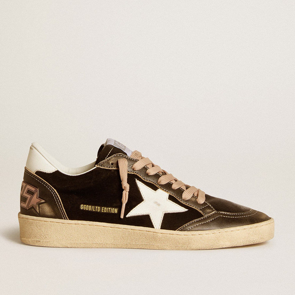 Golden Goose Ball Star Sneakers LTD In Black Velvet With White Leather Star And Heel Tab