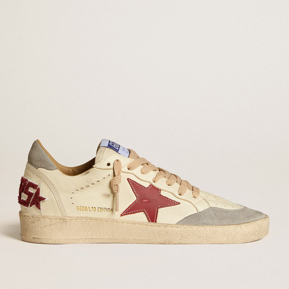 Golden Goose Ball Star Sneakers LTD In Nappa With Leather Star And Silver Suede Heel Tab