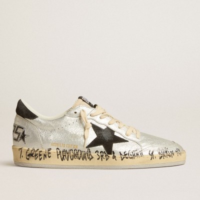 Golden Goose Ball Star Sneakers LTD In Silver Leather With Gray Suede Star And Heel Tab