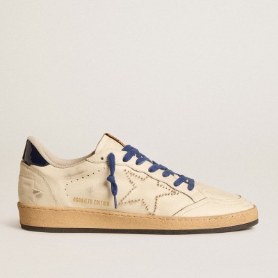 Golden Goose Ball Star Sneakers LTD With Embroidered Star And Blue Patent Leather Heel Tab