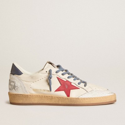 Golden Goose Ball Star Sneakers LTD With Red Star And Lizard-print Leather Heel Tab