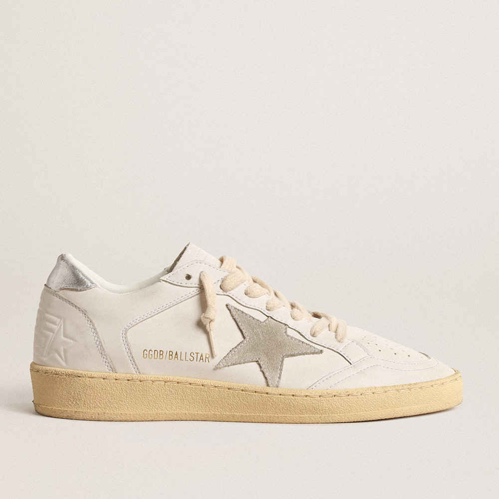 Golden Goose Ball Star Sneakers With Suede Star And Metallic Leather Heel Tab