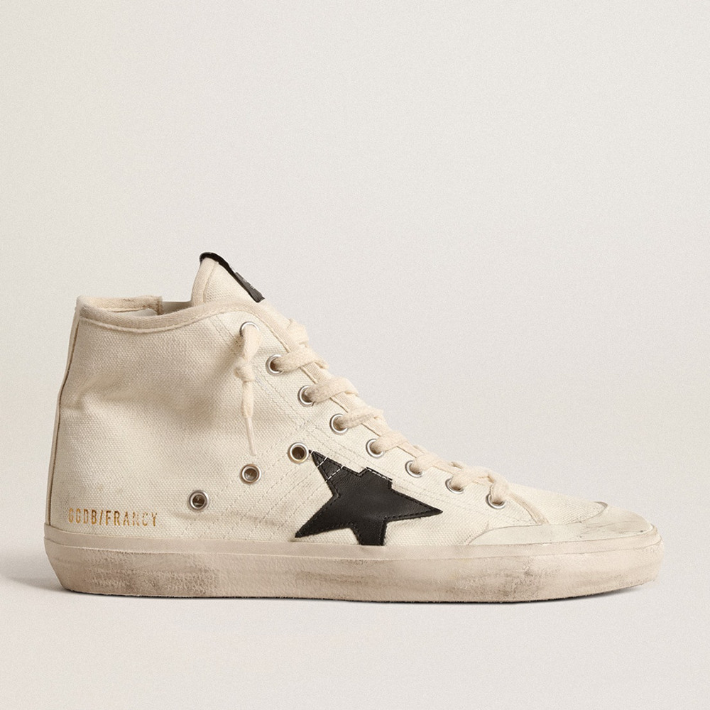 Golden Goose Francy Sneakers Penstar In Canvas With Black Star And Red Stitching