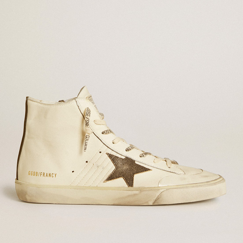 Golden Goose Francy Sneakers Penstar In Nappa With Black Suede Star And Cotton Heel Tab