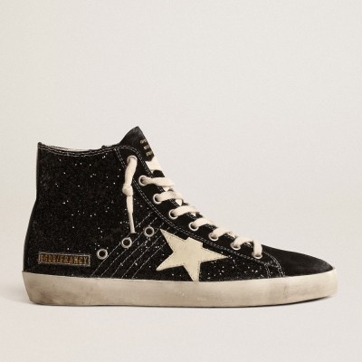 Golden Goose Francy Sneakers Penstar LTD In Glitter With Ivory Star And Black Heel Tab