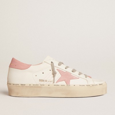 Golden Goose Hi Star Sneakers With Suede Star And Old Rose Leather Heel Tab