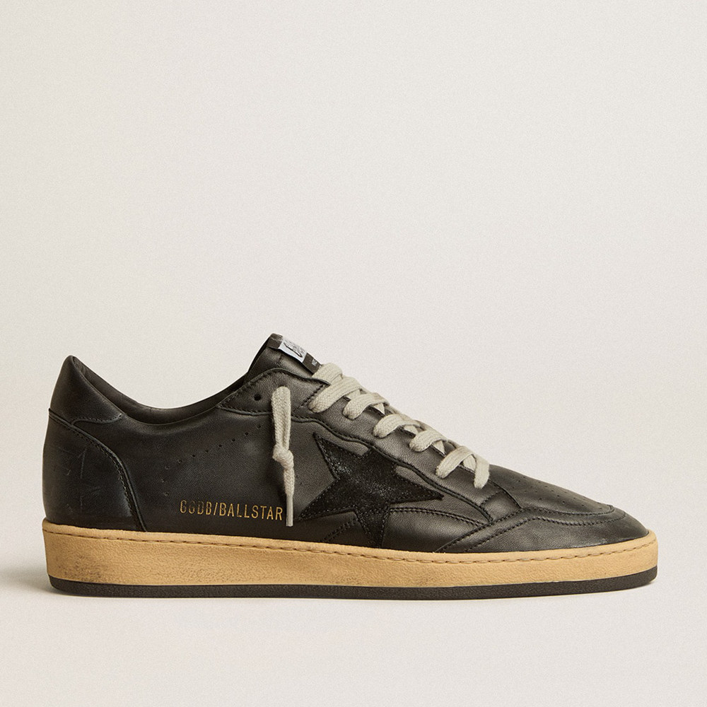 Golden Goose Ball Star Sneakers In Black Nappa With Suede Star And Nappa Heel Tab