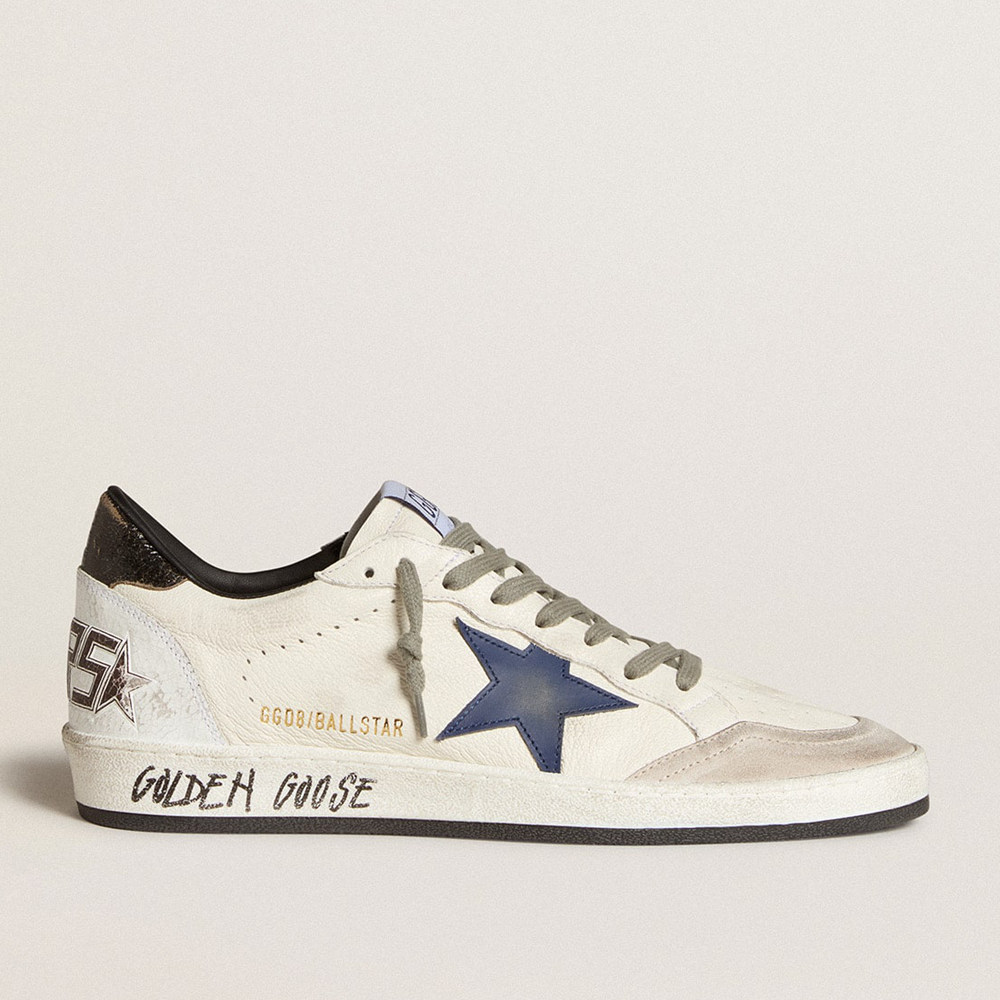 Golden Goose Ball Star Sneakers In Nappa With Leather Star And Metallic Leather Heel Tab