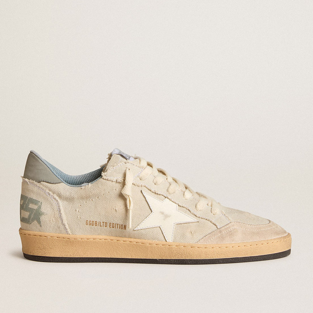 Golden Goose Ball Star Sneakers LTD In Gray Canvas With Leather Star And Nubuck Heel Tab