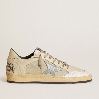 Golden Goose Ball Star Sneakers LTD In Leather And Suede With Crocodile Print Leather Star