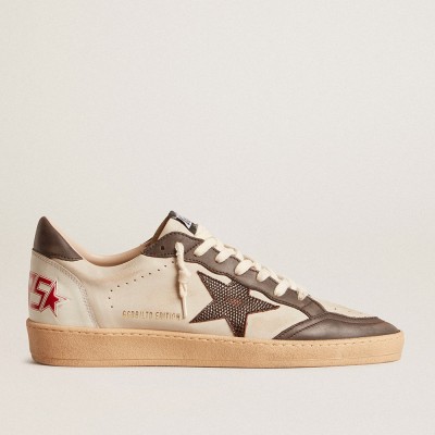 Golden Goose Ball Star Sneakers LTD In Nappa With Brown Star And Gray Leather Heel Tab