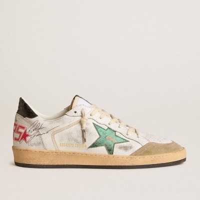 Golden Goose Ball Star Sneakers With Metallic Leather Star And Gray Leather Heel Tab