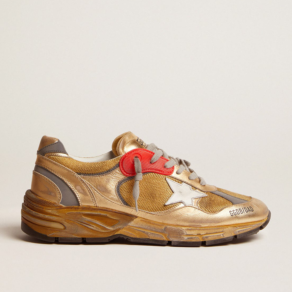 Golden Goose Dad-Star Sneakers Gold With Distressed Finish